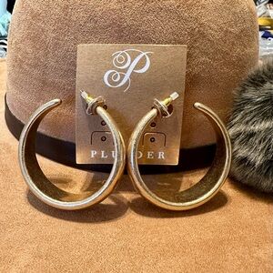 Plunder Polished Gold Hoop Earrings